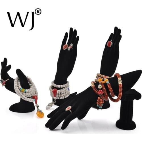 4 Styles Female Mannequin Hand Finger Jewelry Glove Ring Bracelet Display Stand Rack Necklace Hand Holder Organizer Black Velvet