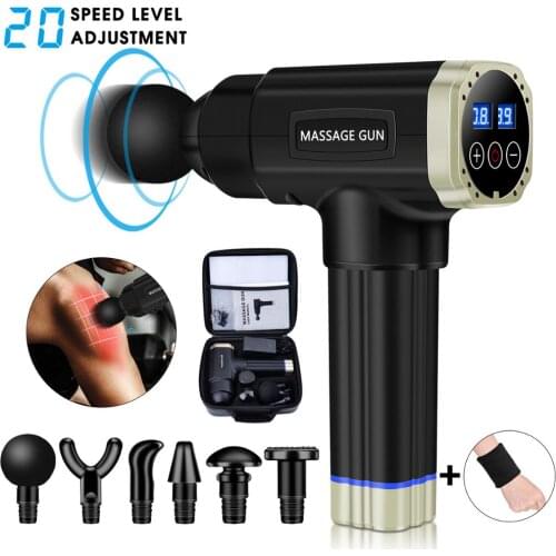 LCD Display Massage Gun Deep Muscle Massager Deep Tissue Massager Therapy Gun Body Exercising Muscle Pain Relief Shaping Massage