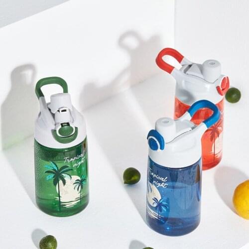 High Quality 1 Pcs 460ml Transparent Plastic Cup New Outdoor Cold Juice Sports with Portable Milk Rope Water Cup Children Adult