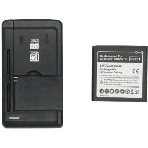 1x 1800mAh HB5N1H Replacement Battery + Universal Wall Charger For Huawei Ascend G300 G305T C8812 U8815 U8818 T8828 U8825