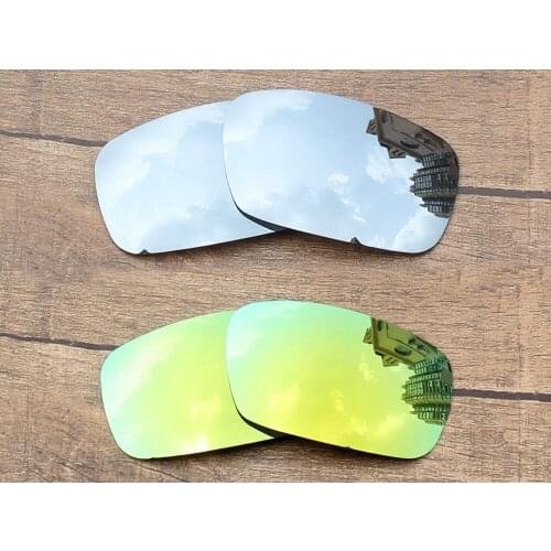 Vonxyz 2 Pairs Chrome Mirror & 24K Mirror Polycarbonate Replacement Lenses for-Oakley Crankshaft Frame