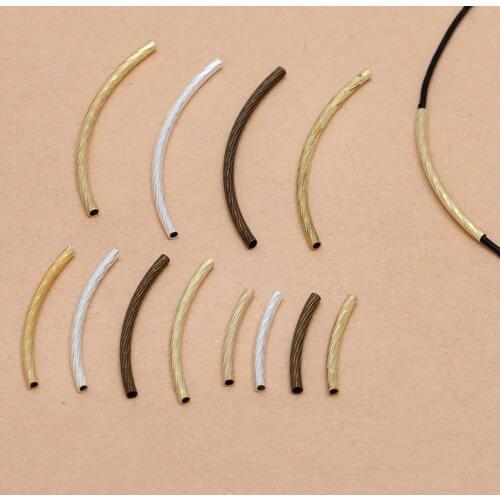 200pcs 20/30/40mm Metal Brass Tube Screw Thread Curved Tube Beads Spacer Beads DIY Jewelry Component