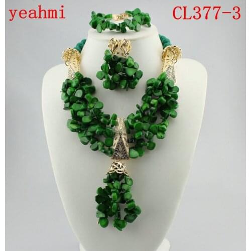 2019 Coral Bead Sets Jewelry Latest Design Nigerian Beads Necklace Set Bridal Jewelry Set Free Shipping CL377-1