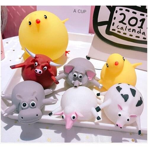 2019 hot sale Ball Toy Squeezable Stress Squishy Toy Antistress Relief Ball For Fun TPR Blowing Animal Wave Ball Stress