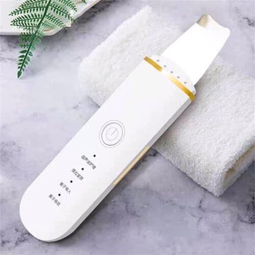 2021 professional portable electric spatula dermabrasion ultrasonic ion face cleaning facial peeling dead skin scrubber