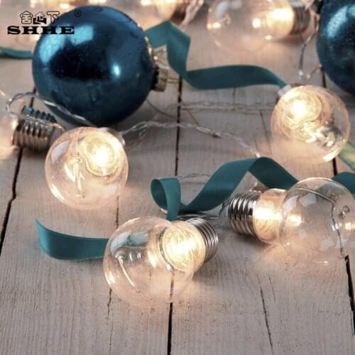 4M/10LED Fairy Lights Copper Wire Glass Bulb Led String Holiday Light decoration Party Christmas Battery Operated Garland Light