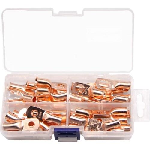 40pcs 6AWG 5/16" 3/8" Copper Ring Battery Crimp Terminals Connector Cable Lugs Eyelet 16mm2 Electrical Supplies Bolt Hole