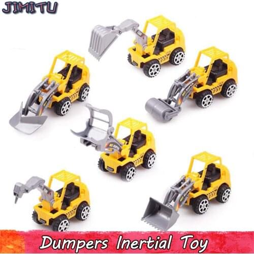 6 Kinds Engineering Vehicle Toys Excavator Car Truck Simulation Plastic Construction Model Classic Educational Toy for Boy Gifts