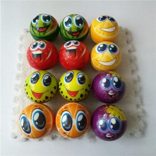 63mm Anti Stress Ball Relief Fruit cartoon expression Smiley face Foam Ball educational learning Toys for Children Girls boys
