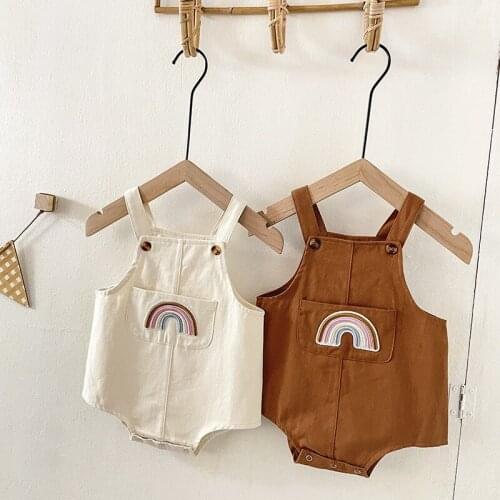 8875 Baby One-piece Clothes Autumn Winter 2021 Baby Loose Rainbow Sling Triangle Climbing Clothes Cute Fashion Boy Girl Overall