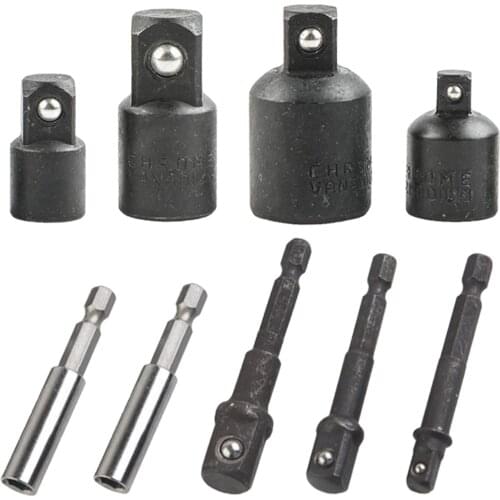 9Pcs Hex Drill Socket Adapter Reducer Extension Kit Hand Tool for Machinist, Durable to Use