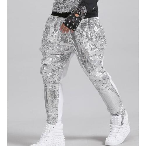 Glittering sequined pants for Men, Long pants, hip hop, hip hop, Rock, Action, Suit, Night Show, Pencil pants 27-38