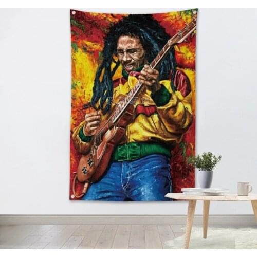 Bob Marley Reggae Heavy Metal Rock Band Hanging Flags Industrial style Hanner Club Kar Billiard Hall Cloth Art Hanging Painting