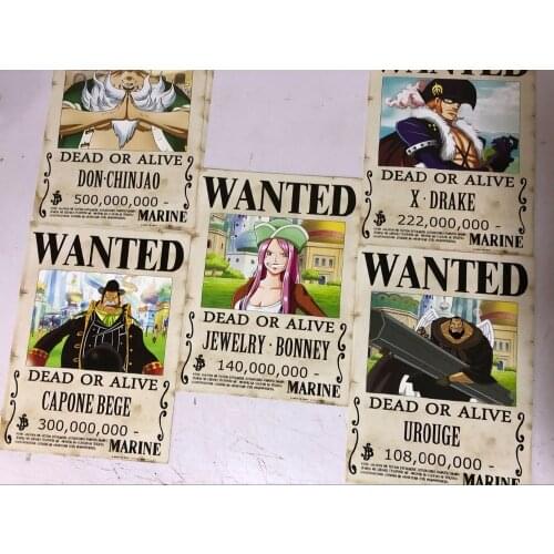 One Piece Poster 5Pcs/Set Reward Wanted Circular Retro Edition Wallpaper Latest Animation Periphery