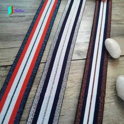 Gold Silver Color Striped Elastic Band Elastic Band Waist Elastic Band Elastic Rope Skirt Pants Waist Band Width 3.8cm S456P