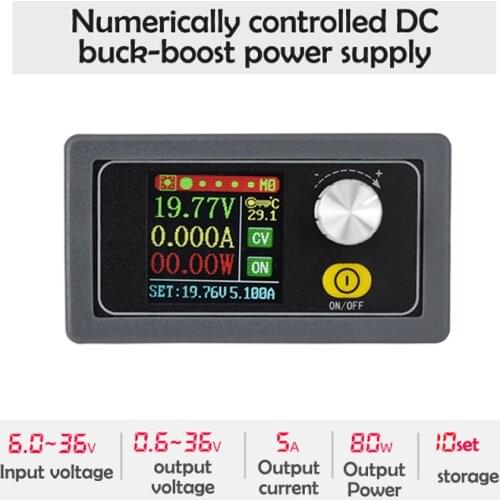 Color screen High-power Automatic Buck-Boost Module 5A80W DIY CNC Adjustable DC Power Supply DC12V Buck Boost