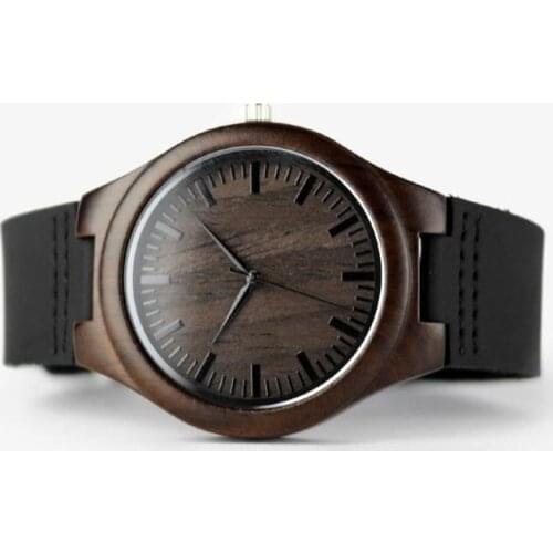 Engraved Wooden Watch for Men Boyfriend Or Groomsmen Gifts Black Sandalwood Customized Wood Watch Birthday Gift for Him
