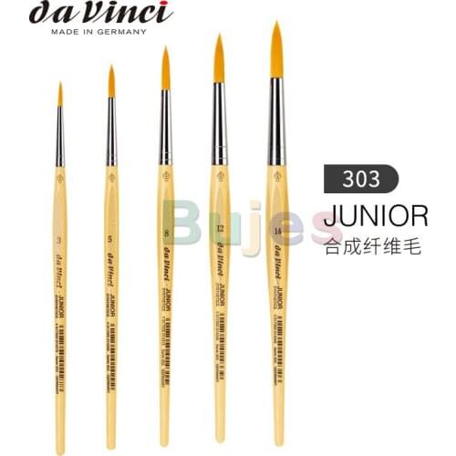 Da Vinci Student Series 303 Junior Paint Brush, Round Elastic Synthetic with Lacquered Non-Roll Handle, Size 1-20, for students