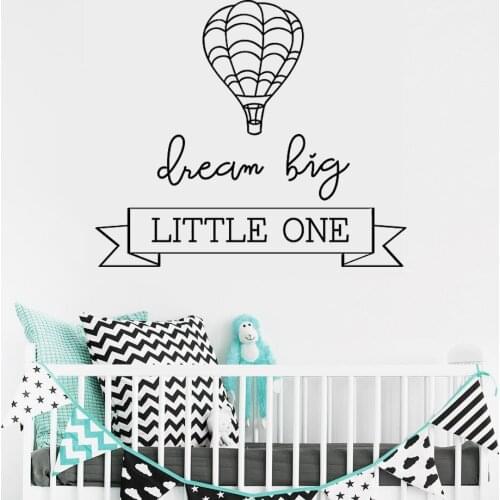 Dream Big Little One Hot Air Balloon Removable Wall Stickers for Nursery Kids Children Bedroom Vinyl Decals Living Room K94