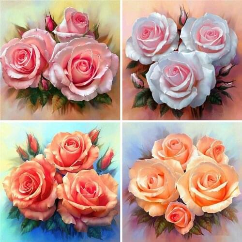 EverShine Diamond Painting Flowers Rhinestone Pictures Embroidery Rose Cross Stitch Kit Crystal Mosaic Home Decoration
