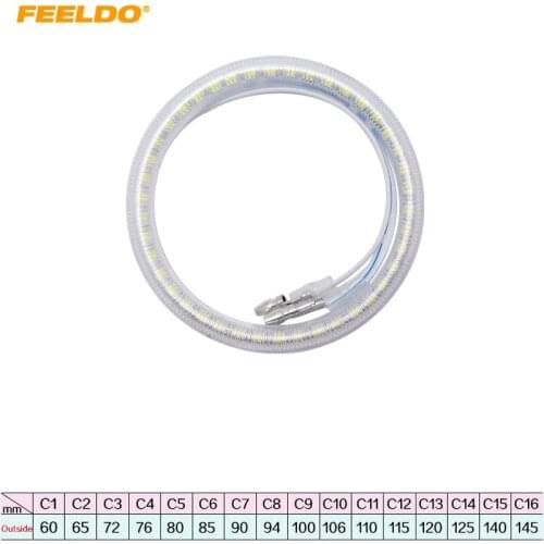 FEELDO 1Pc White Car SMD Angel Eyes Light Halo Ring For All Cars Autos Headlight Multi-Size #FD-1445