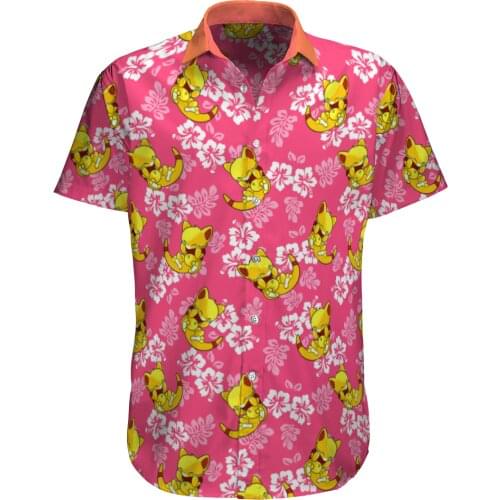 Red Anime 3D Beach Hawaiian 2021 Summer Mens Shirt Short Sleeve Shirt Streetwear Oversized 5XL Camisa Social Chemise Homme-570