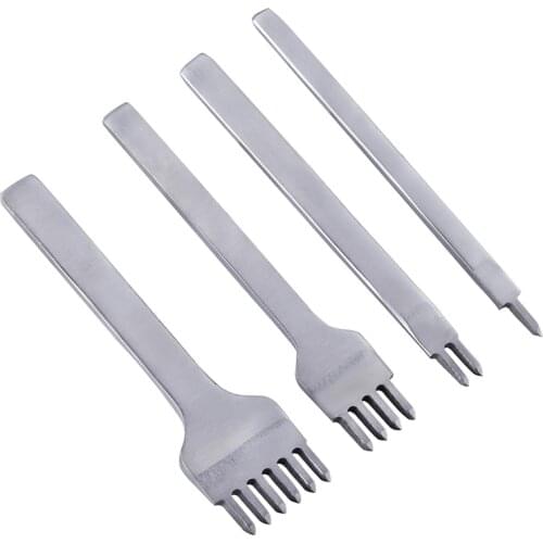 LMDZ Leather Punching Tools, Tool steel 3mm 1/2/4/6 Prong DIY Diamond Lacing Stitching Chisel Set Leather Craft Punching
