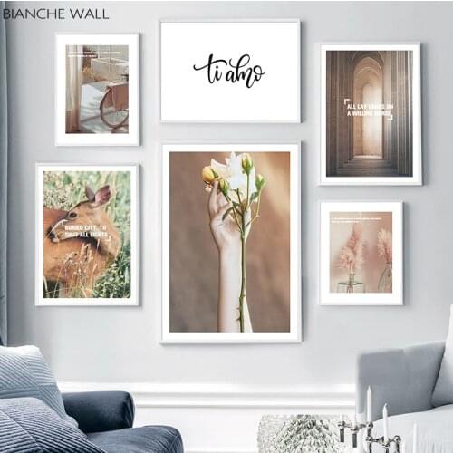 Beautiful Inspirational Landscape Poster Flower Deer Bike Wall Art Print Canvas Painting Nordic Modern Home Decoration Picture