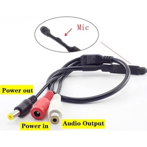 Mini CCTV Audio Microphone Mic For Security Audio Camera Sound Monitor Pick Up RCA Power Cable CCTV Camera DVR High Sensitive