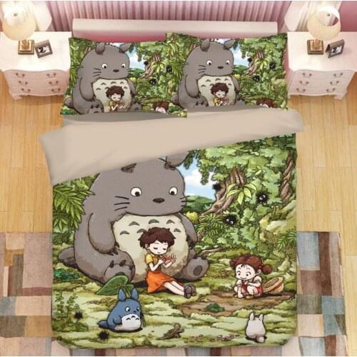 Cartoon Totoro 3D Bedding Set Duvet Covers Pillowcases Comforter Bedding Sets Bedclothes Bed Linen Bedding Set Bed Set