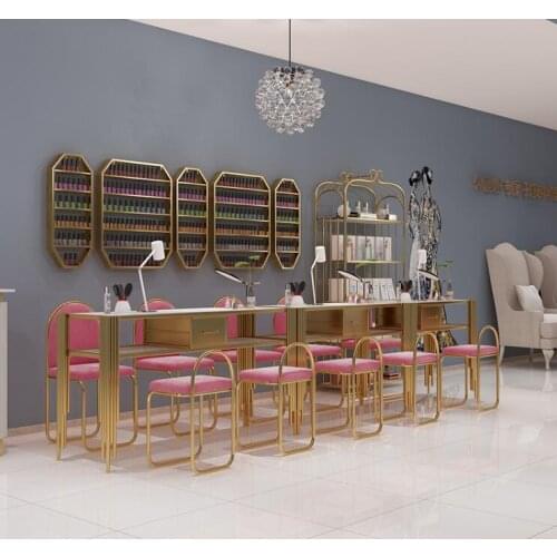 Table and chair set single and double ins net red wrought iron double Nordic simple multifunctional manicure workbench