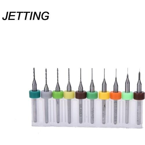 JETTING 2017 New 10pcs/Set 1/8"Shank 0.1-1mm Carbide PCB Jewelry CNC Engraving Micro Twist Drill Bits Set Wholesale