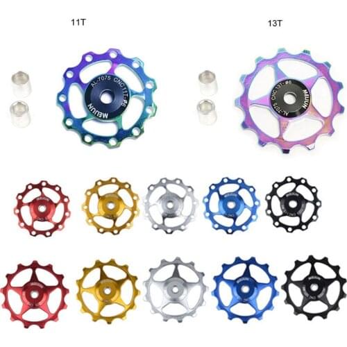 2PCS Bike Guide Wheel, Aluminum Alloy Bicycle Rear Derailleur Jockey Wheel Rear Derailleur Pulley 11/13T Bike Accessories