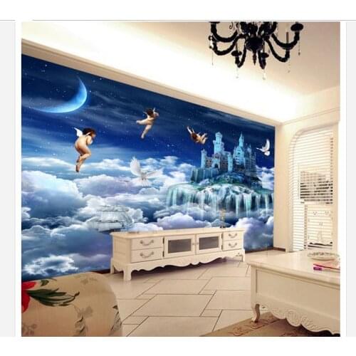 Custom mural 3D non-woven wallpaper Setting wall decoration painting creative dream angel heaven Childrens paintings