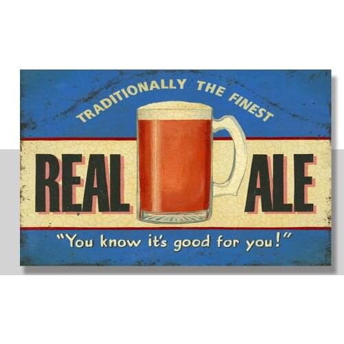 Real Ale, Retro Pub Bar Cafe Restaurant, Drink Bitter Beer, Small Metal Tin Sign