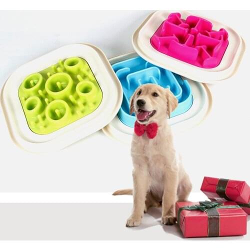 Pet Dog Puppy Non-slip Feeding Food Bowls Cat Slow Down Eating Feeder Dish Plate Travel Plastic Bowl Food Container