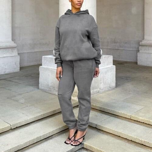 Solid Long Sleeve Womens Tracksuit Suit 2021 Autumn Winter Pullover Casual Top Harem Pants Loose 2 Piece Sets Womens Outfits