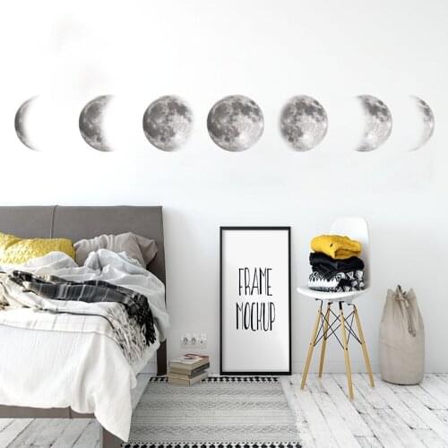 Original Color Moon Picture Space 7 Moon Wall Stickers for Living Room Bedroom Home Decoration