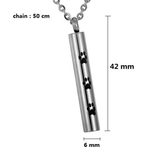 Dog Paw Prints Cremation Urn Necklace Pendant Stainless Steel Necklace Perfume Bottle Ash Holder Mini Keepsake Memorial Jewelry
