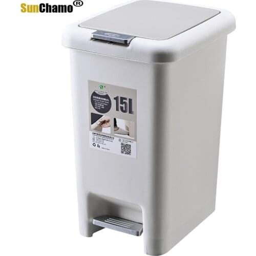 Plastic Pressing Type Storage Bucket 8L/10L/15L/20L Large size Square Trash can Foot Pedal Domestic Trash bin Garbage bag holder