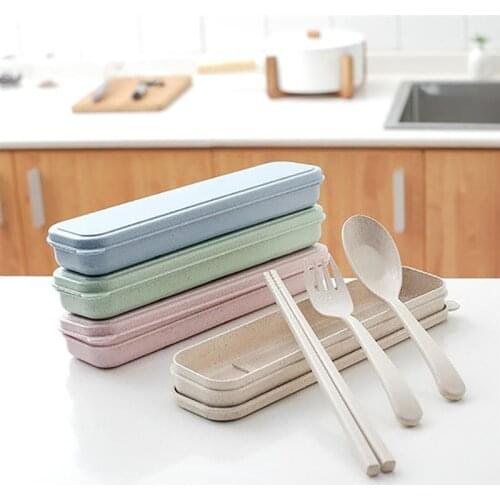 Wheat Straw Travel Utensils Set Portable Creative Camping Flatware Set Camping Utensil Set Dinnerware Sets Tool Coxeer