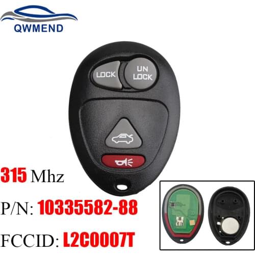 BHKEY 3+1 4Buttons Keyless Remote Car key For Buick Century Regal Rendezvous 315Mhz For Pontiac Aztek Grand Prix Car keys