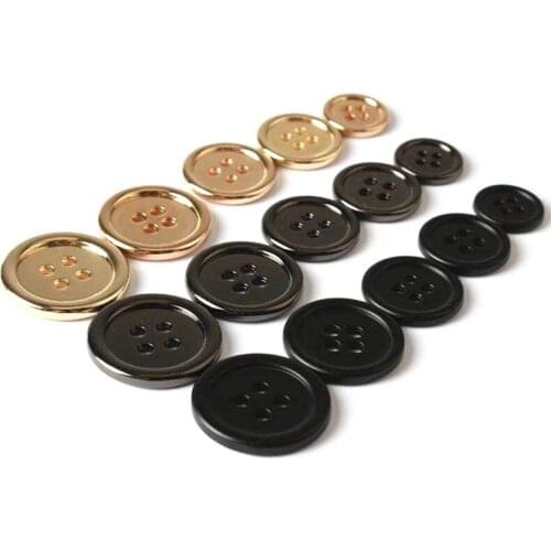 6pcs metal round four-eye button woolen coat shirt shirt button men and women clothes sweater trench coat black buttons