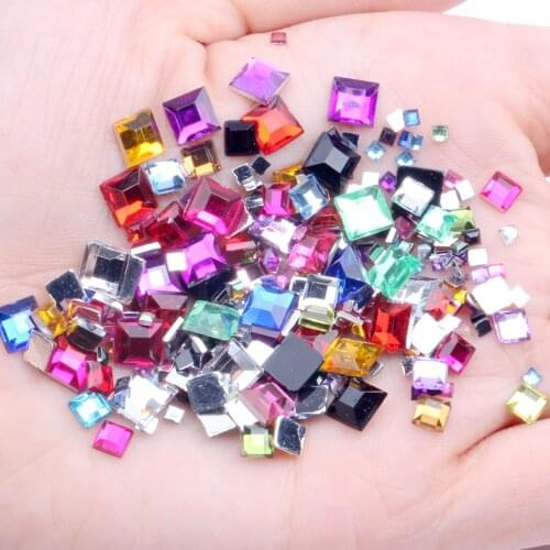 Rhinestones FlatBack Square 2mm 4mm 6mm Mixed Sizes 4g About 180pcs For Crafts Scrapbooking DIY Clothes Nail Art Decoration