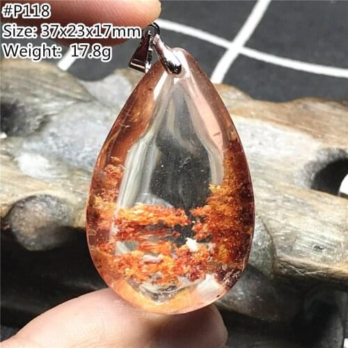 Top Natural Phantom Quartz Necklace Pendant For Women Men Healing Luck Stone Crystal Silver 37x23x17mm Beads Rare Gemstone AAAAA