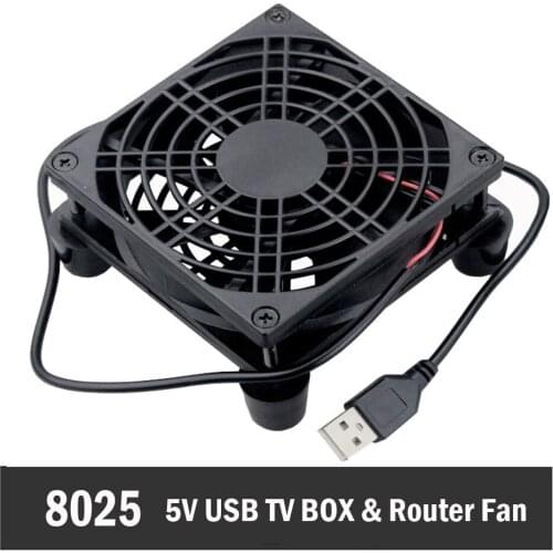 5pcs Gdstime Router fan PC Cooler TV Box Wireless Cooling Silent DC 5V USB power 80mm fan 80x25mm 8CM W/Screws Protective net