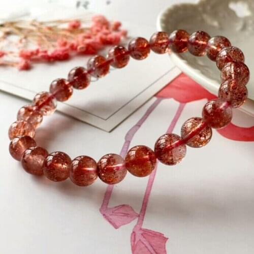 Top Quality Natural Lepidocrocite Quartz Red Super 7 Crystal 7.5mm Women Man Round Beads Rare Stretch Bracelet AAAAA Certificate