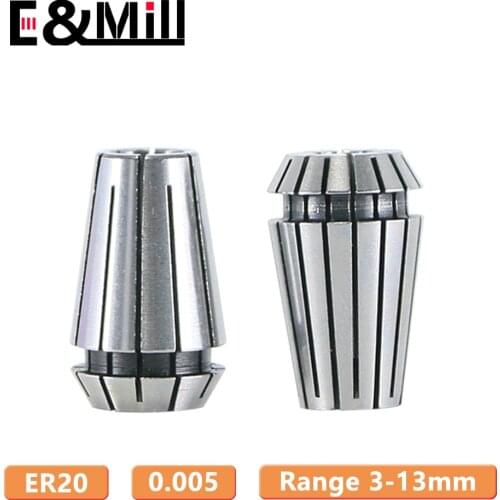 High Quality High Precision ER20 3~13mm 0.005 ER Spring Collet Chuck For CNC Milling Tool Holder Engraving Machine Lathe Mill