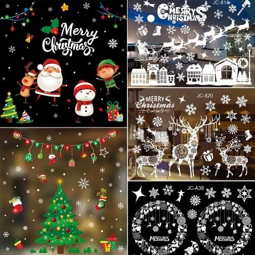 YORIWOO Santa Claus Wall Window Sticker Glass Merry Christmas Decorations for Home 2020 Xmas Tree Ornament Happy New Year Gift