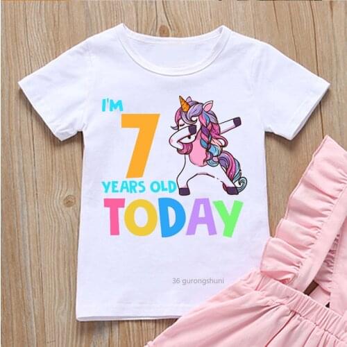 Birthday Costumes for 7 Years Old Funny Children T Shirt for Kids Happy Birthday Tshirt Summer Fashion T-shirts for Boys/girls